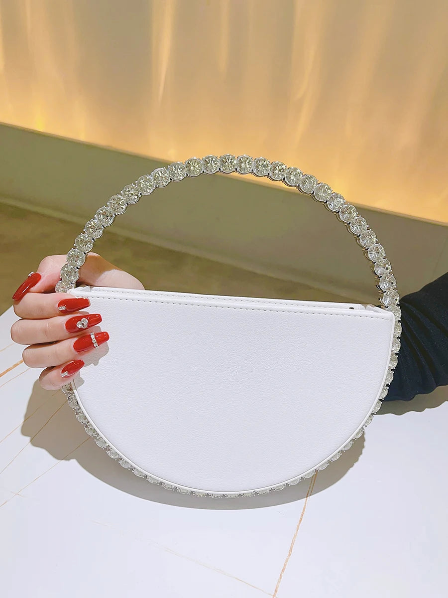 Sac de soirée a anneau rond en strass pochette tendance pour femmes